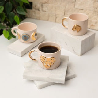 Golden Heart Handmade Ceramic Mug - Valentine's Day Edition