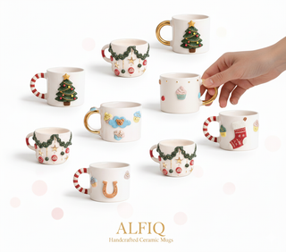 Handmade Evil Eye Ceramic Mug With Braided Handle - 24ct Gold Detailed