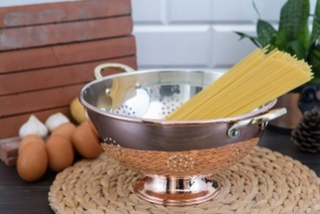 Handmade Hammered Copper Colander, Premium Strainer for Pasta, Vegetables & Fruitsc