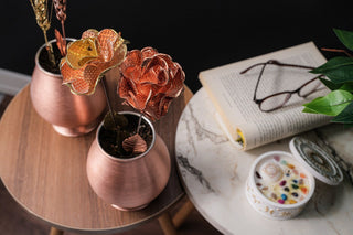 Copper Rose Set in Elegant Copper Vase | Unique Handmade Copper Anniversary Gift - Alfiq's Store