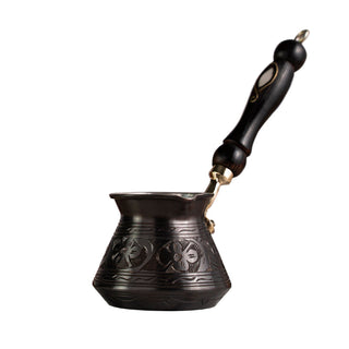 Dark Copper Wooden Handle Turkish Coffee Pot/ Handmade Non Stick Pot Milk Warmer / Original Vintage Coffee Manual Coffee Maker - Alfiq's Store