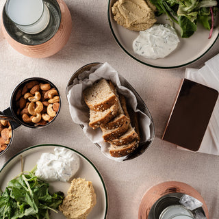 Elegant Chrome - Plated Copper Bread Basket – Handcrafted with Hammered Texture - Alfiq's Store