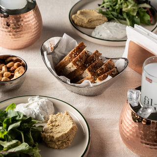 Elegant Chrome - Plated Copper Bread Basket – Handcrafted with Hammered Texture - Alfiq's Store