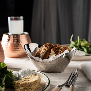 Elegant Chrome - Plated Copper Bread Basket – Handcrafted with Hammered Texture - Alfiq's Store