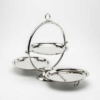 Elegant Chrome - Plated Pure Copper Two - Tier Serving Stand – Modern Dessert & Pastry Display Tray - Alfiq's Store