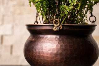 Hammered Dark Copper Hanging Planter Bowl | Unique Copper Housewarming Gift 173x173x125 mm - Alfiq's Store