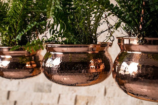 Hammered Solid Copper Hanging Planter Bowl – Unique Housewarming Gift - Alfiq's Store