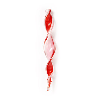 Hand - Blown Twisted Glass Tree Decoration – Elegant Red - Green Icicle Ornament - Alfiq's Store