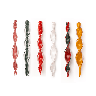 Hand - Blown Twisted Glass Tree Decoration – Elegant Red - Green Icicle Ornament - Alfiq's Store