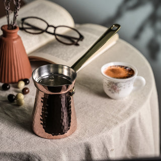 Hand - Hammered Copper Turkish Coffee Pot with Brass Handle – 250ml - Alfiq's Store
