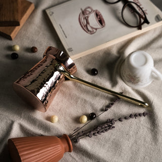 Hand - Hammered Copper Turkish Coffee Pot with Brass Handle – 250ml - Alfiq's Store