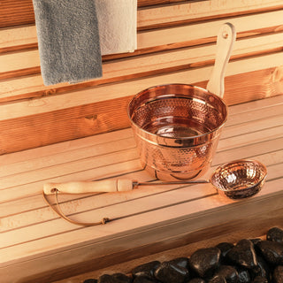 Hand - Hammered Large Copper Sauna Bucket & Ladle Set – 5L Capacity (Big Size) - Alfiq's Store