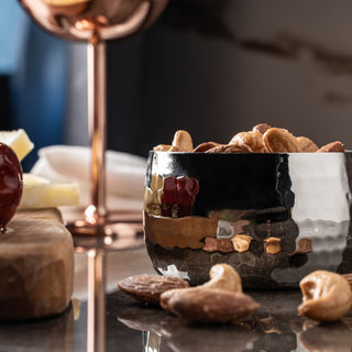 Hand - Hammered Solid Copper Snack Bowl – Chrome Finish, 300ml - Alfiq's Store