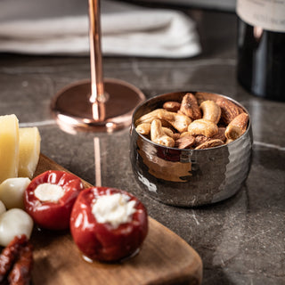 Hand - Hammered Solid Copper Snack Bowl – Chrome Finish, 300ml - Alfiq's Store