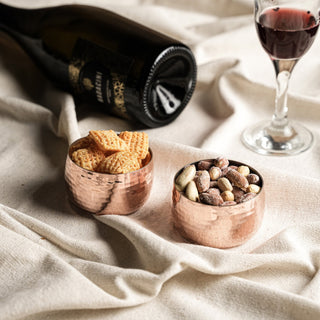 Hand - Hammered Solid Copper Snack Bowl – Chrome Finish, 300ml - Alfiq's Store