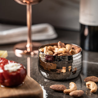 Hand - Hammered Solid Copper Snack Bowl – Chrome Finish, 300ml - Alfiq's Store