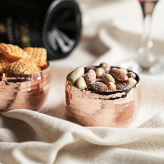 Hand - Hammered Solid Copper Snack Bowl – Chrome Finish, 300ml - Alfiq's Store