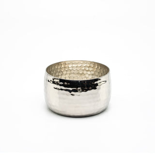 Hand - Hammered Solid Copper Snack Bowl – Chrome Finish, 300ml - Alfiq's Store