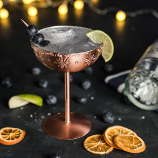 Handcrafted Copper Cocktail Goblet with Ethnic Patterns - Copper Glasses Collection - Alfiq's Store