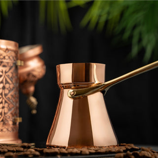 Handcrafted Copper Coffee Pot with Brass Handle – Traditional Turkish Design - Alfiq's Store