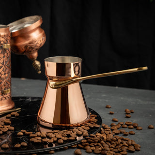 Handcrafted Copper Coffee Pot with Brass Handle – Traditional Turkish Design - Alfiq's Store