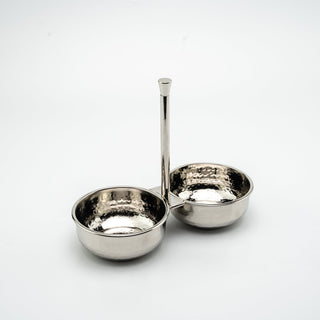 Handcrafted Copper Double Bowl Stand, Color Chrome - Alfiq's Store
