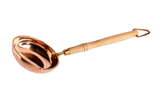 Handcrafted Copper Ladle with Wooden Handle – Traditional Cooking and Serving Utensil - Alfiq's Store