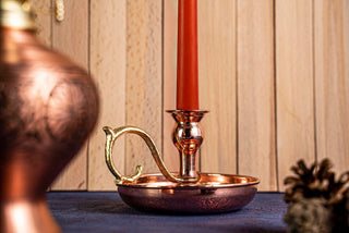 Handcrafted Copper Oil Lamp and Candle Set of 2 | Handmade Solid Copper Lantern - Alfiq's Store