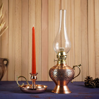 Handcrafted Copper Oil Lamp and Candle Set of 2 | Handmade Solid Copper Lantern - Alfiq's Store