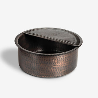 Handcrafted Dark Copper Pedicure Bowl – Hammered Ayurvedic Soak Tub with Removable Footrest - Alfiq's Store