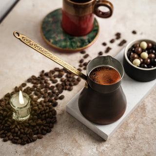 Handcrafted Dark Copper Turkish Coffee Pot - Heavy Duty Turkish Coffee Maker - Alfiq's Store