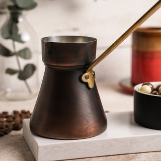 Handcrafted Dark Copper Turkish Coffee Pot - Heavy Duty Turkish Coffee Maker - Alfiq's Store