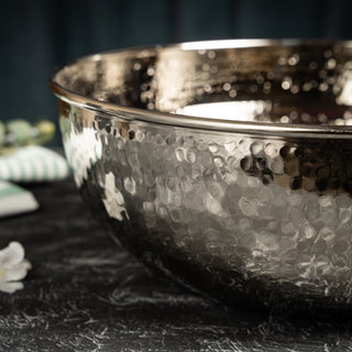 Handcrafted Hammered Copper Foot Soak Bowl – Silver Finish Ayurvedic Spa Basin - Alfiq's Store