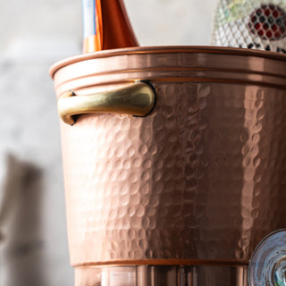 Handcrafted Hammered Copper Ice Bucket – Elegant Bar & Kitchen Essential - Alfiq's Store