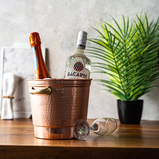 Handcrafted Hammered Copper Ice Bucket – Elegant Bar & Kitchen Essential - Alfiq's Store