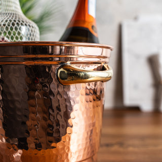 Handcrafted Hammered Copper Ice Bucket – Elegant Bar & Kitchen Essential - Alfiq's Store