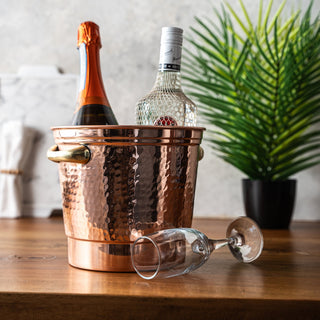 Handcrafted Hammered Copper Ice Bucket – Elegant Bar & Kitchen Essential - Alfiq's Store