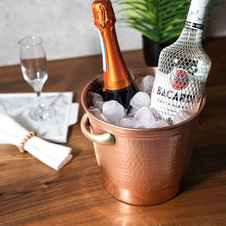 Handcrafted Hammered Copper Ice Bucket – Elegant Bar & Kitchen Essential - Alfiq's Store