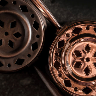 Handcrafted Hammered Copper Incense Burner – Dark Copper with Wooden Handle - Alfiq's Store