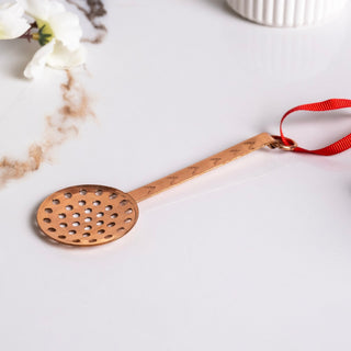 Handcrafted Mini Copper Slotted Spoon Toy, Dollhouse Utensil & Festive Xmas Tree Decor - Alfiq's Store