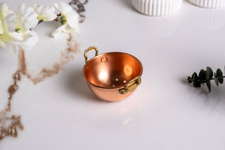 Handcrafted Miniature Copper Colander - Dollhouse Kitchen Decor & Collector’s Treasure - Alfiq's Store