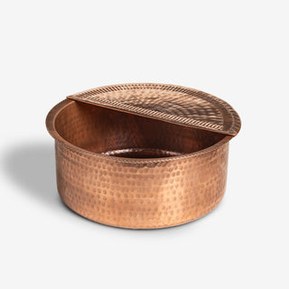 Handcrafted Raw Copper Pedicure Bowl – Hammered Ayurvedic Spa Tub with Removable Footrest - Alfiq's Store