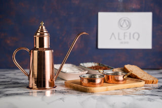 Handcrafted Red Copper Olive Oil Dispenser – 600ml Tin - Lined Vintage Pouring Jug for Kitchen & Table - Alfiq's Store