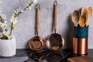 Handcrafted Verdigris Patina Copper Utensil Holder, Rustic Solid Copper Kitchen Organizer & Decorative Vase - Alfiq's Store