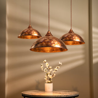 Handmade Aged Copper Pendant Light – Vintage Charm with a Timeless Glow - Alfiq's Store