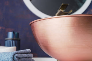 Handmade Blue Copper Bathroom Vessel Sink – Solid Copper with Drain Cap Included - Alfiq's Store