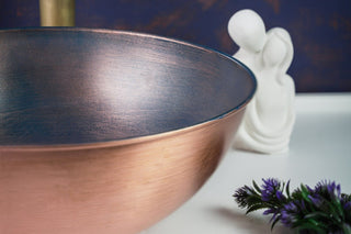 Handmade Blue Copper Bathroom Vessel Sink – Solid Copper with Drain Cap Included - Alfiq's Store