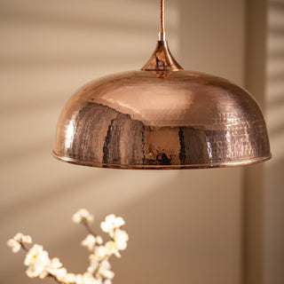 Handmade Dark Copper Dome Pendant Light with Customizable Accessories - Alfiq's Store