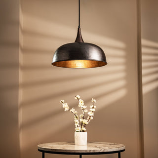 Handmade Dark Copper Dome Pendant Light with Customizable Accessories - Alfiq's Store