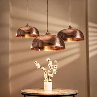 Handmade Dark Copper Dome Pendant Light with Customizable Accessories - Alfiq's Store
